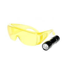 UV-лампа Mini Bright Torch, питание 3 батарейки ААА, очки ERRECOM RK1230