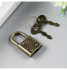 Замочек с ключиком для шкатулки металл набор 5 шт С286 бронза 3,1х1,7 см