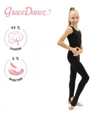 Комбинезон гимнастический Grace Dance, на лямках, с вырезом под пятку, р. 38, цвет чёрный