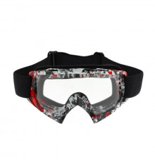 Очки-маска для езды на мототехнике, стекло прозрачное, цвет красный-черный, ОМ-21