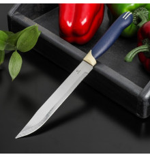 Нож для мяса и стейков Доляна «Страйп», лезвие 15 см, цвет синий