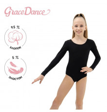 Купальник гимнастический Grace Dance, с длинным рукавом, р. 30, цвет чёрный